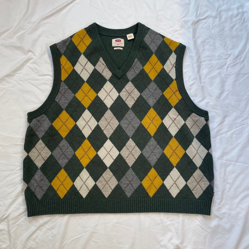 Levi's Skyline Argyle Sweater Vest Men's XXL Wool Blend A9105-0000